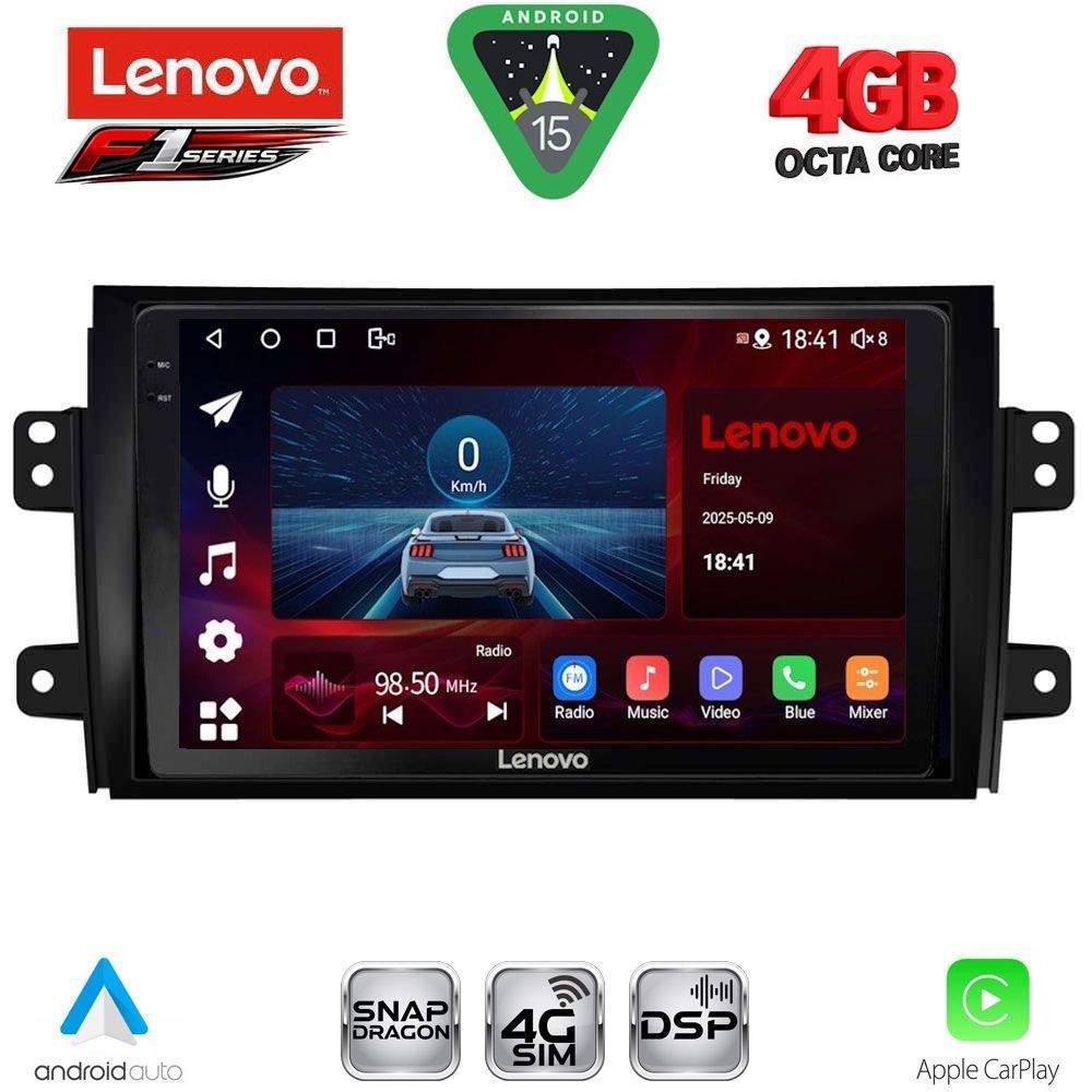 Οθόνη Fiat Sedici – Suzuki SX4 2005 – 2013 με CarPlay, Android Auto, Bluetooth, GPS – LENOVO SSQ 9688_CPA (9inc)