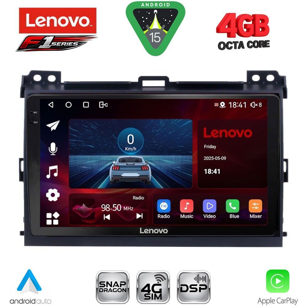 Οθόνη Toyota Land Cruiser 2002 – 2008 με CarPlay, Android Auto, GPS, Bluetooth – LENOVO SSQ 9723_CPA (9inc)