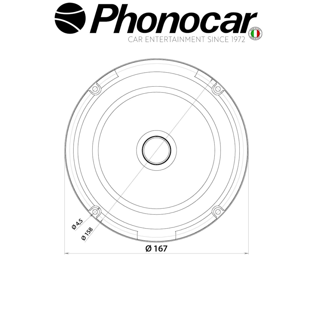 Ηχεία Mid Woofer αυτοκινήτου 6.5” (16.5Cm) 70Wrms/210Wmax 90db – 02.625 PHONOCAR