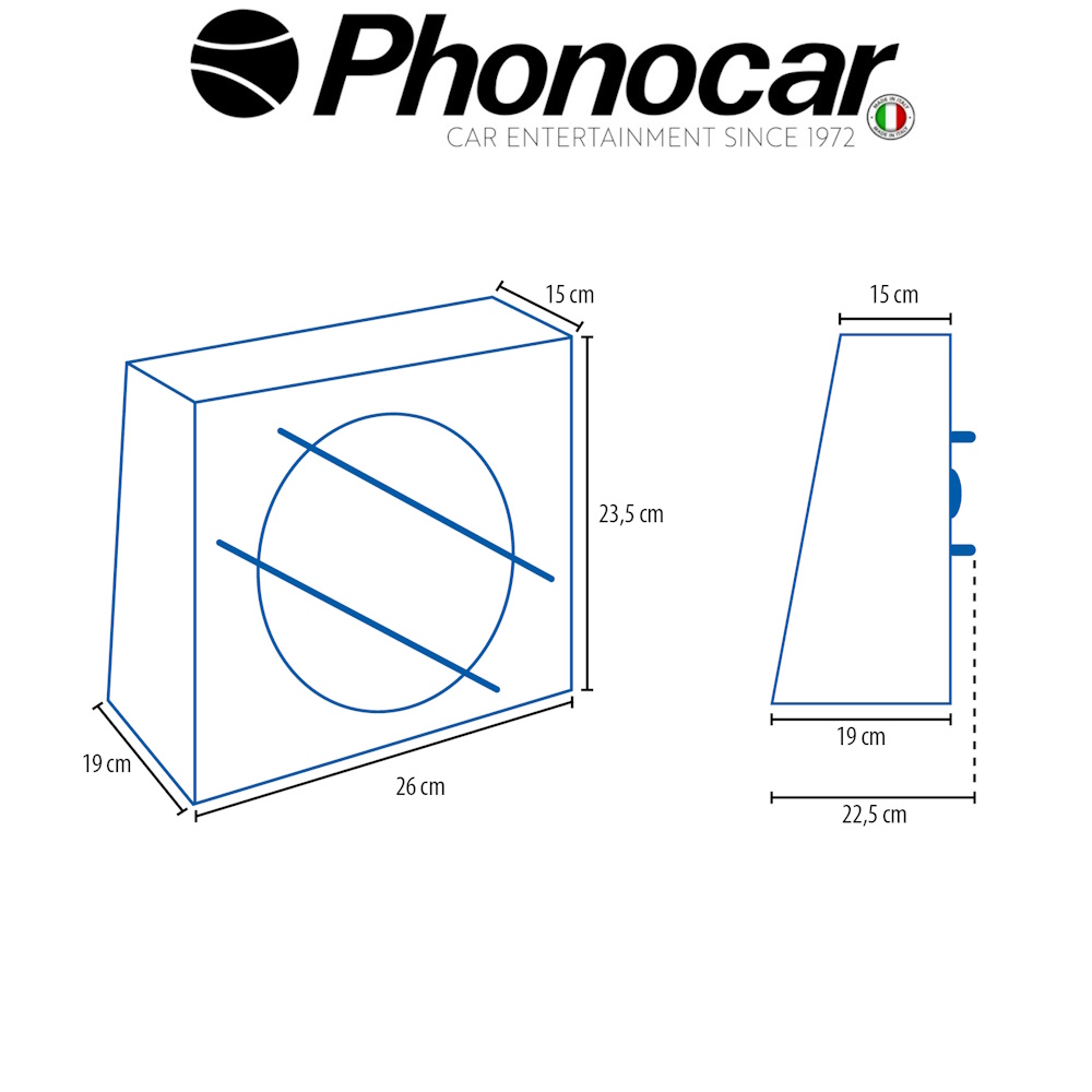 Subwoofer Αυτοκινήτου 8″ σε κούτα κλειστού τύπου 420Wmax/140Wrms – 02.921 PHONOCAR
