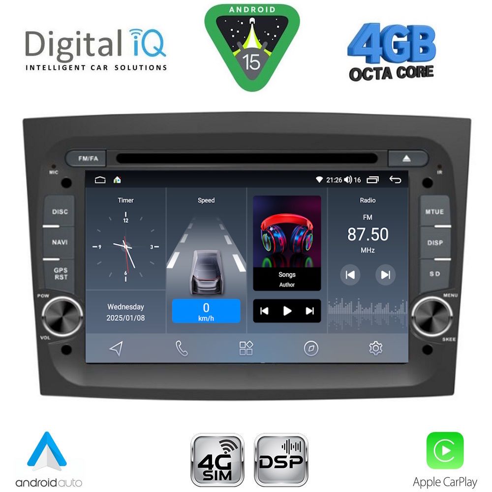 DIGITAL IQ BLG 438_CPA (7" DECK) MULTIMEDIA SYSTEM for FIAT DOBLO mod. 2015-2022 - DIGITAL IQ BLG 438_CPA