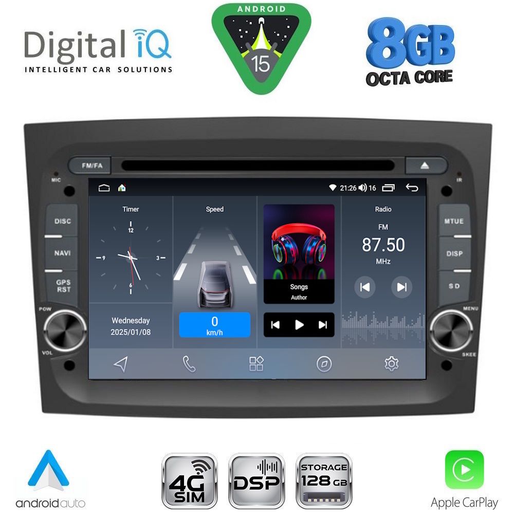 DIGITAL IQ BLM 738_CPA (7" DECK) MULTIMEDIA SYSTEM for FIAT DOBLO mod. 2015-2022 - DIGITAL IQ BLM 738_CPA
