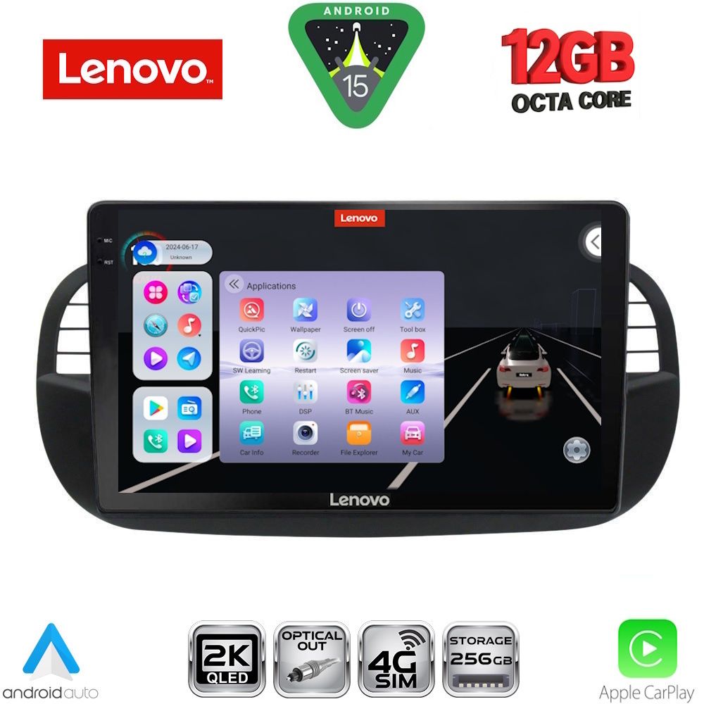 LENOVO SSZ 12130BL_CPA (9inc) MULTIMEDIA TABLET for FIAT 500 mod. 2007-2015 (BLACK) - LENOVO SSZ 12130_CPA