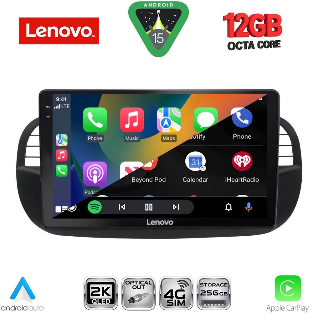 LENOVO SSZ 12130BL_CPA (9inc) MULTIMEDIA TABLET for FIAT 500 mod. 2007-2015 (BLACK) - LENOVO SSZ 12130_CPA