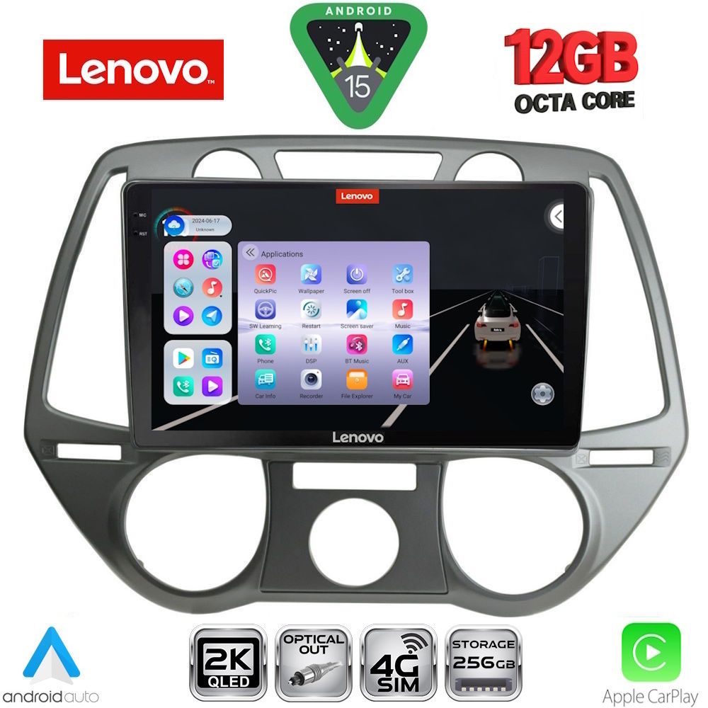 Οθόνη Hyundai i20 2008 – 2013 με CarPlay, Android Auto, GPS, Bluetooth – LENOVO SSZ 12228_CPA A/C (9inc)