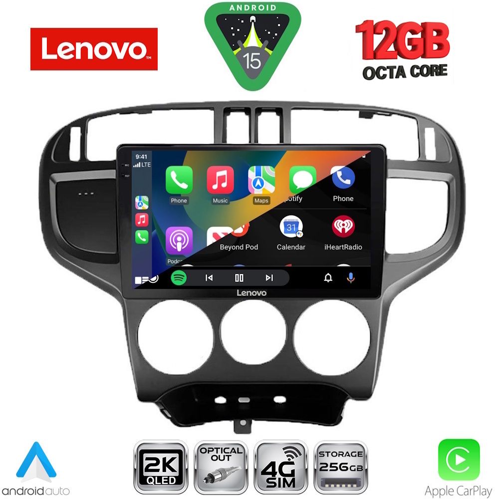 Οθόνη Hyundai Matrix 2001 - 2010 με CarPlay, Android Auto, GPS, Bluetooth – LENOVO SSZ 12240_CPA (9inc)