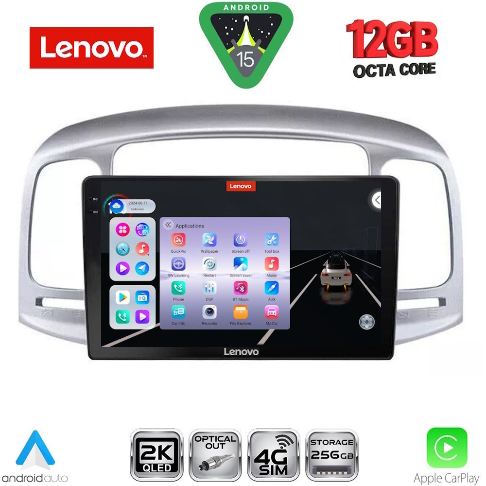 Οθόνη Hyundai Accent 2005 – 2012 με CarPlay, Android Auto, GPS, Bluetooth – LENOVO SSZ 12249SL_CPA (9inc)