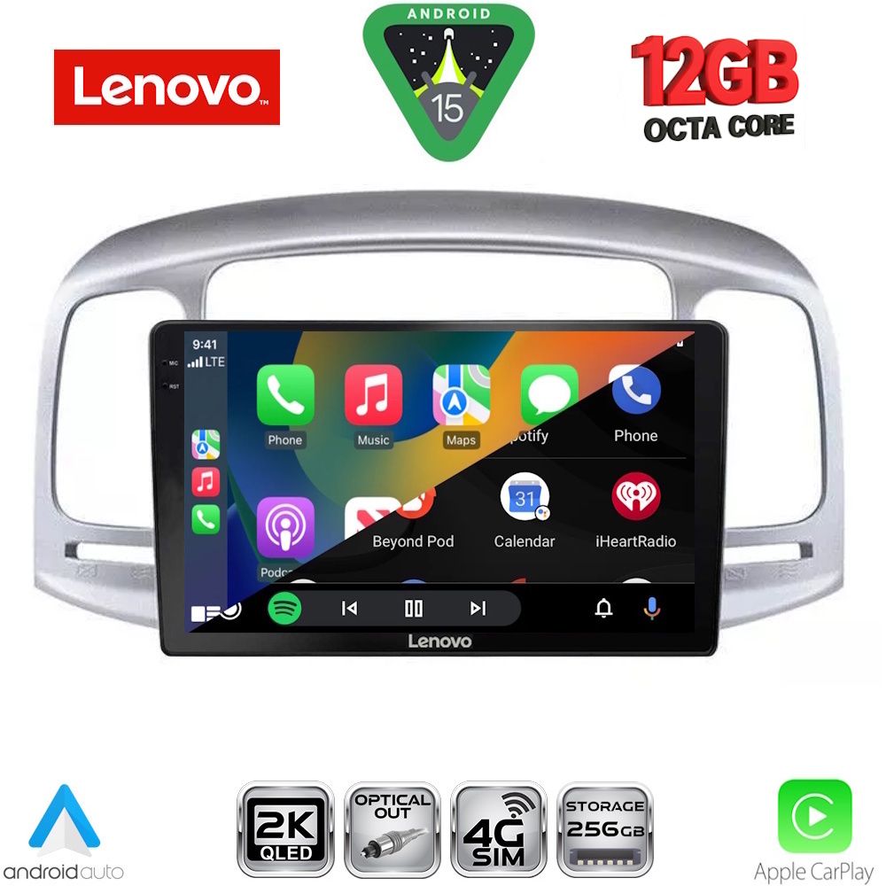 Οθόνη Hyundai Accent 2005 – 2012 με CarPlay, Android Auto, GPS, Bluetooth – LENOVO SSZ 12249SL_CPA (9inc)