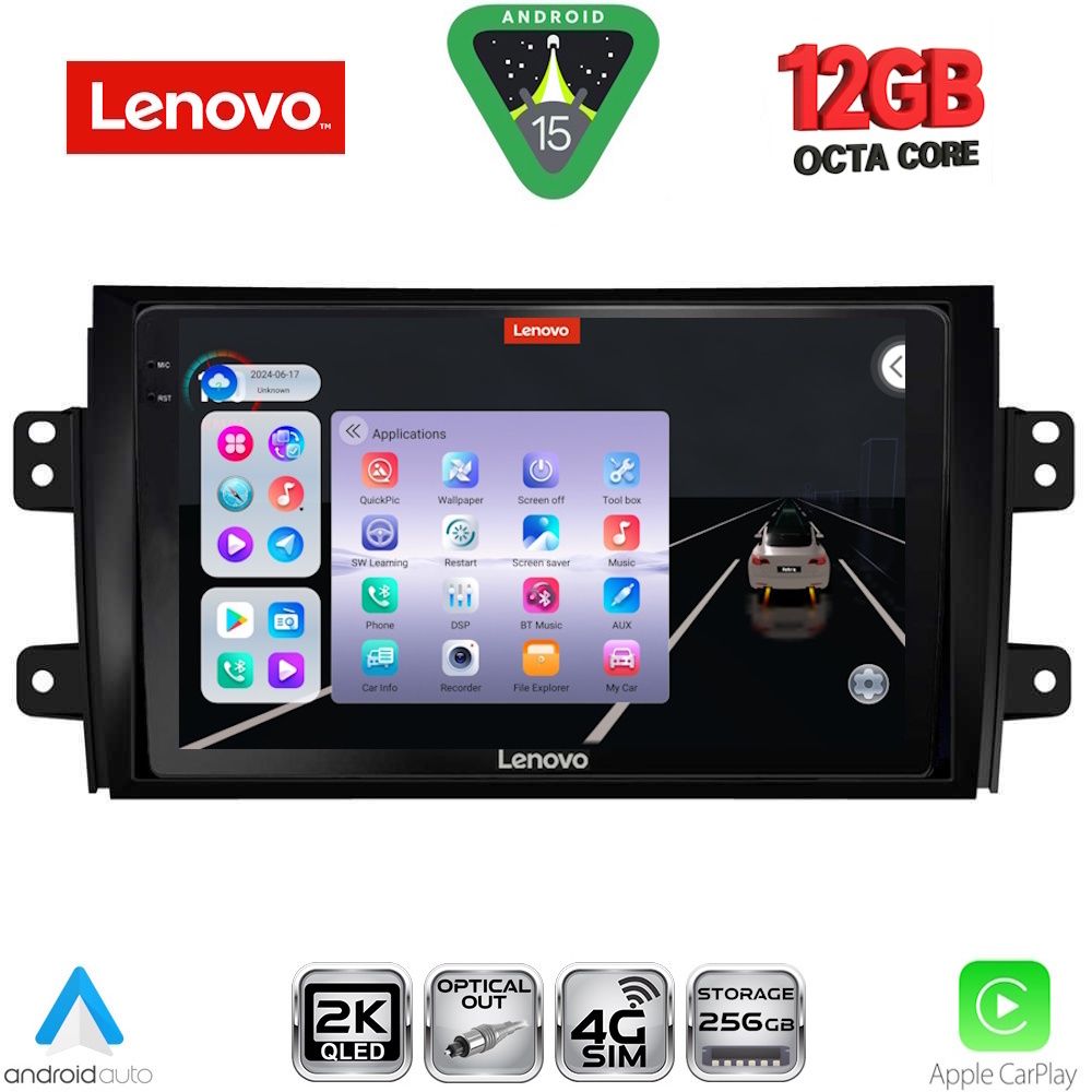 Οθόνη Fiat Sedici – Suzuki SX4 2005 – 2013 με CarPlay, Android Auto, Bluetooth, GPS – LENOVO SSZ 12688_CPA (9inc)