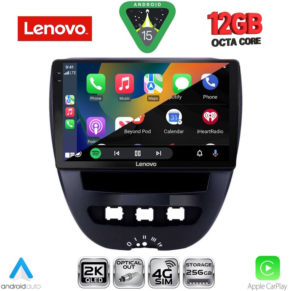 LENOVO SSZ 12707_CPA (10inc) MULTIMEDIA TABLET for CITROEN C1-PEUGEOT 107-TOYOTA AYGO mod. 2005-2014 - LENOVO SSZ 12707_CPA